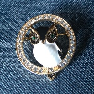 🎉 NWOT Owl rhinestone brooch
